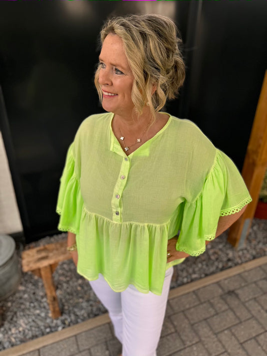 blouse katoen neon groen