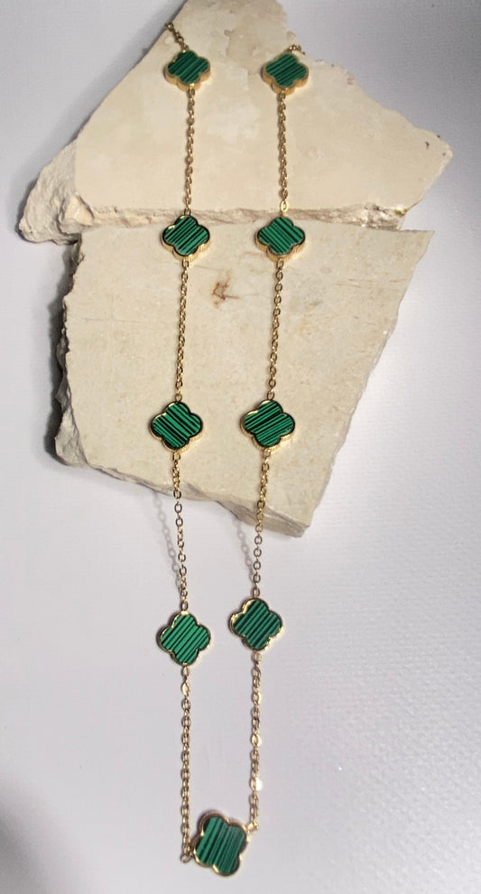 ketting stainless klaver groen