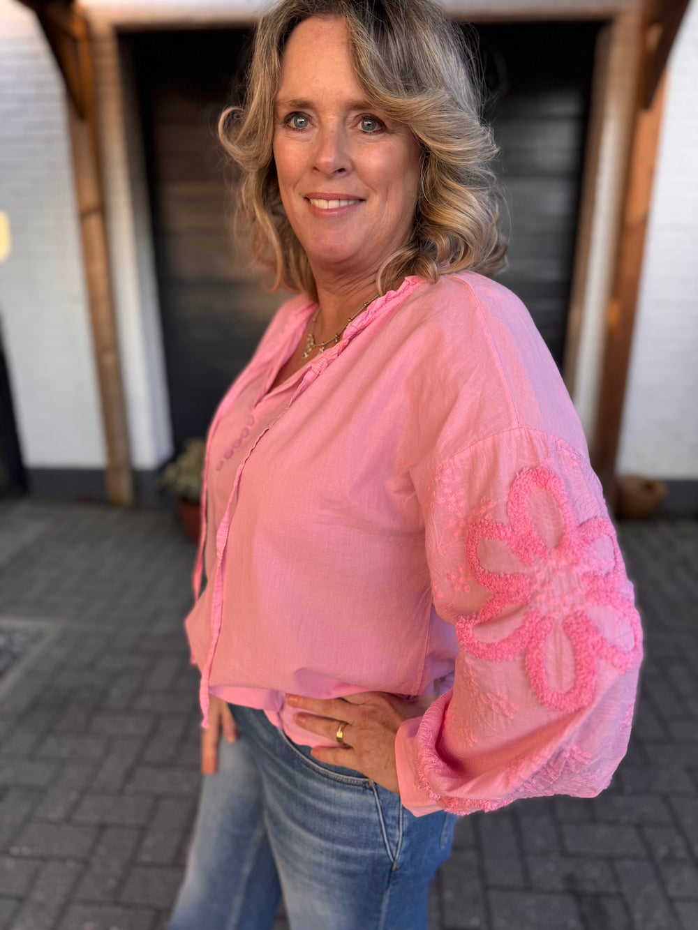 Blouse roze katoen