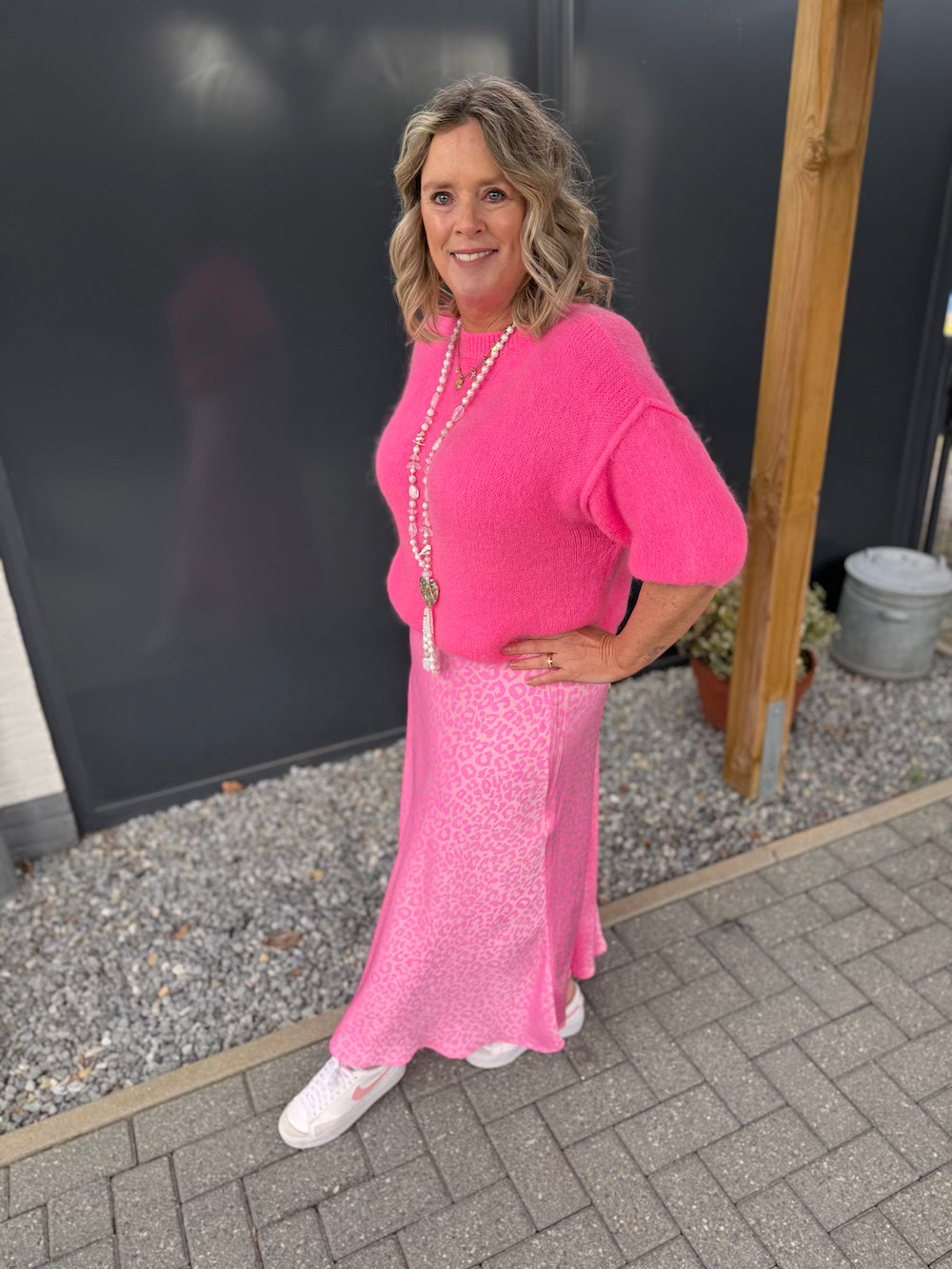 Rok luipaard hotpink met lichtroze