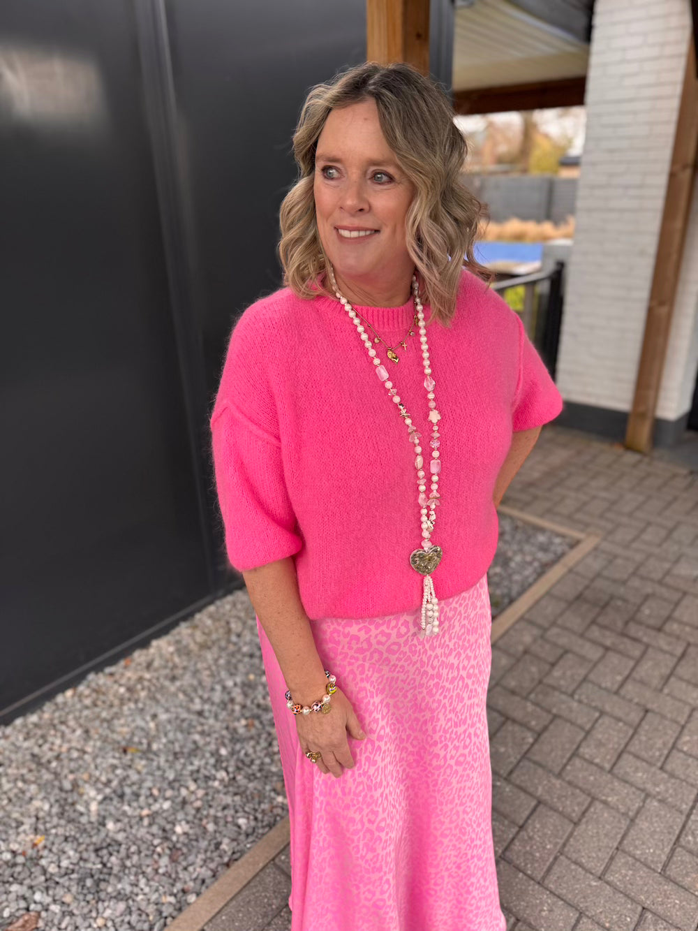 Rok luipaard hotpink met lichtroze