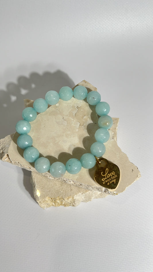 armband grote kralen blauw