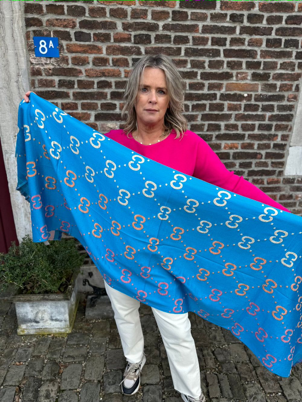 Sjaal designer print blauw