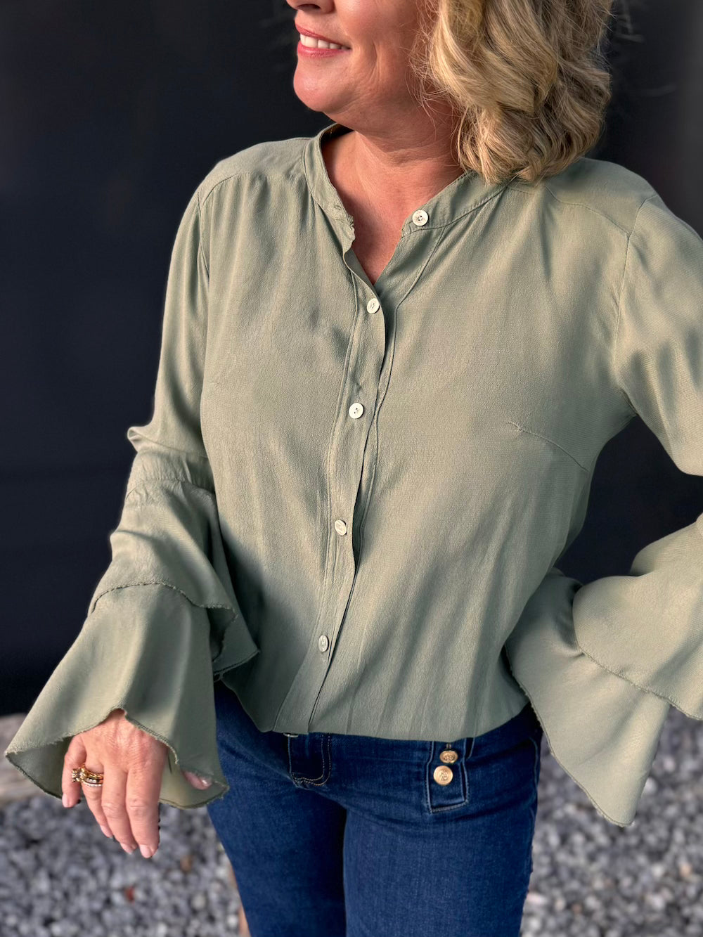 Blouse viscose khaki groen