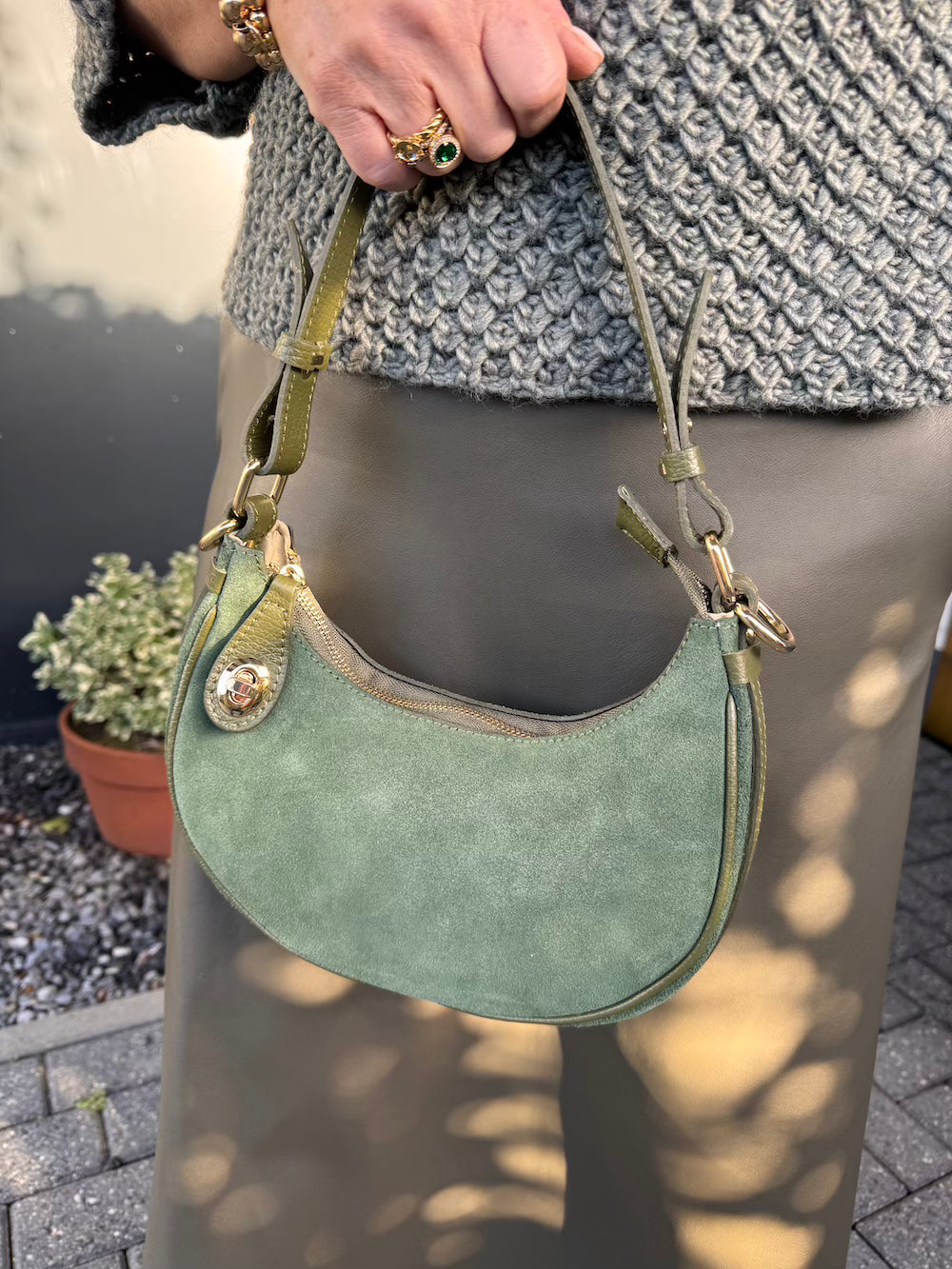 Tas khaki suede